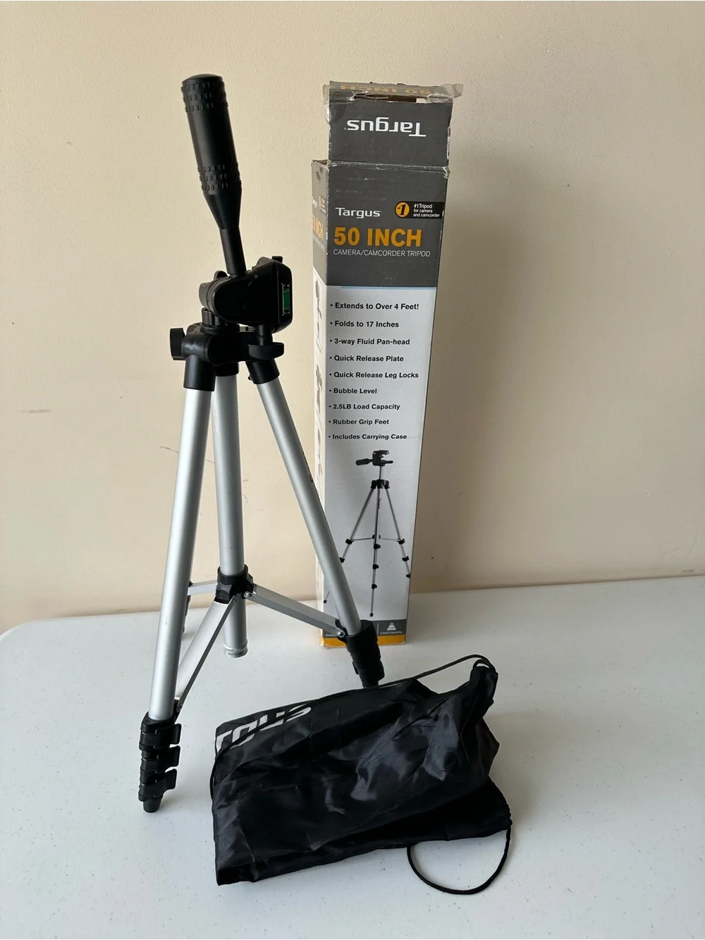 Targus Silver and Black 50-Inch Camera Tripod with Pan Handle